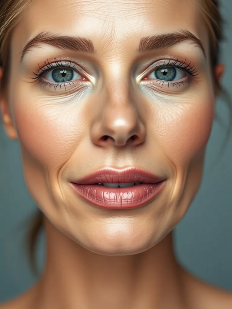 Close-up of smooth, natural-looking skin around the lips and cheeks