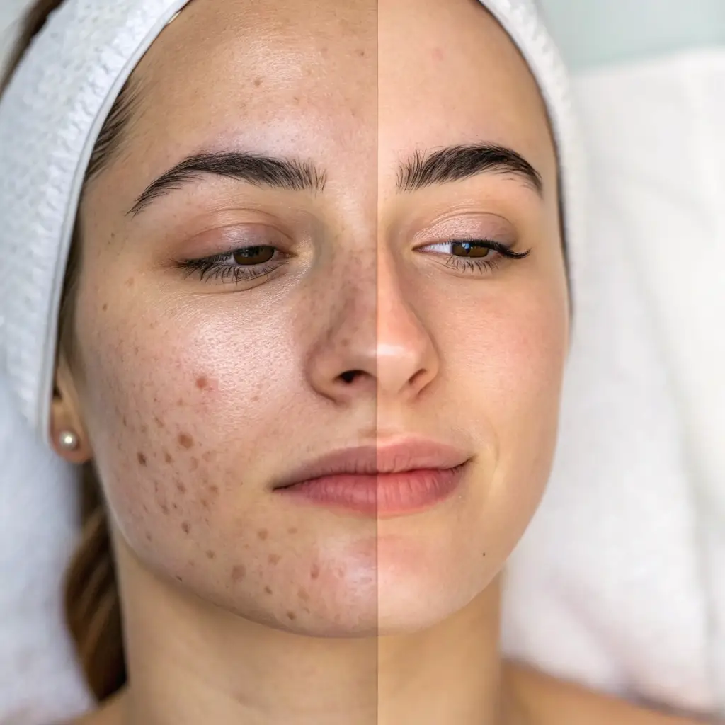 Client receiving professional acne treatment at S Glowic MedSpa in Plano TX